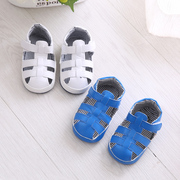 婴儿学步鞋夏0-9-12个月男宝宝鞋子婴儿软底凉鞋包头透气夏季男宝