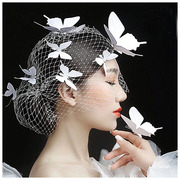 韩式新娘发饰仿真白色蝴蝶发夹，发卡边夹结婚盘发饰品配饰创意头饰