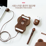 韩国linefriends布朗，熊充电器插头适用苹果安卓手机数据线