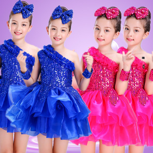 儿童演出服蓬蓬裙现代舞蹈服装女童跳舞裙走秀纱裙幼儿表演服