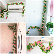假花藤条水管暖气管空调管装饰室内塑料花，藤蔓遮挡客厅仿真壁挂花