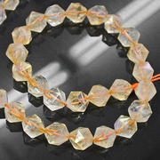 天然黄水晶切面散珠半成品水晶饰品DIY手工串珠手链项链材料配件