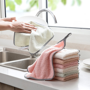居家家可挂式珊瑚绒擦手巾厨房，洗碗去油抹布，吸水抹布洗碗懒人抹布