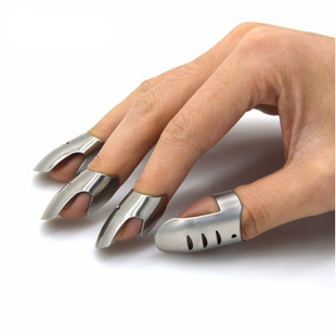 不锈钢厨房切菜套保护手指卫士，防切手器护指工具1个大拇指3小