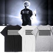 bigbang演唱会权志龙同款黑色，五条杠短袖，应援服男女情侣夏装t恤