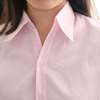 夏季新粉色衬衫竖纹V领职业装工作服收腰短袖ol尖领