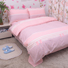 粉蝴蝶结温馨可爱少女床单，纯棉床笠枕套被单被套，单件双人三四件套