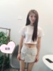 ALUONLINESHOP 不对称设计条纹裙裤短裤女夏立体剪裁高腰阔腿裤子