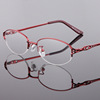 镶钻半框近视眼镜白领女款配成品镜50-125-200-250-300-475-600度