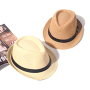 爵士帽草帽男女出游沙滩帽遮阳英伦帽子亲子儿童礼帽休闲店员凉帽