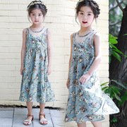 夏装韩版童装女童波西米亚，吊带儿童沙滩裙度假长裙