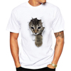 欧美时尚3d猫，印花日系复古街头潮流猫咪短袖男士t恤衫