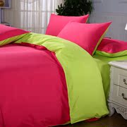 玫红绿纯色简约床上四件套1.8m1.5米韩式被套，床单1.2宿舍床上用品