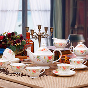 景德镇陶瓷器玫瑰15头咖啡具套装 高档 咖啡杯套装结婚