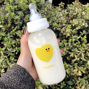 韩国创意可爱水杯奶嘴吸管玻璃杯女便携随手成人小巧奶瓶学生杯子