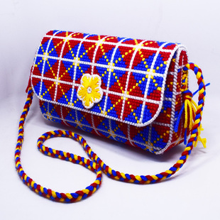 3d立体十字绣毛线绣纸巾储物收纳盒几何图案，手包钱包拎包套件