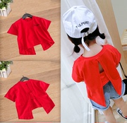童装儿童T恤露背短袖夏季个性纯棉1-3-6岁韩版女童体恤宝宝上衣潮
