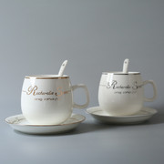 300毫升欧式咖啡杯套装 骨瓷咖啡杯3件套 创意陶瓷咖啡杯碟定logo