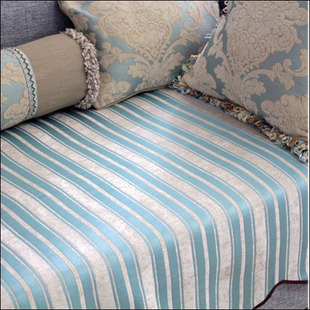 北欧沙发垫四季通用简约条，美式沙发巾防滑地中海蓝，靠背巾欧式定制