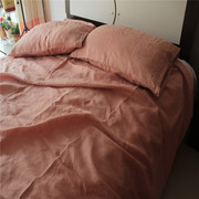 法国进口纯亚麻床单出口水洗床单单件纯色麻布软凉席双人1.8m床