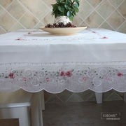 刺绣桌布布艺简约长方形客厅绣花台布餐桌布正方茶几桌布网红盖巾
