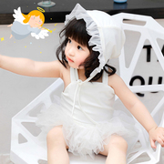 韩国公主女宝宝婴儿，纯白色小天使翅膀女童泳衣连体，裙式泳装纱纱裙
