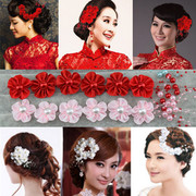 中式头花新娘头饰可爱珍珠，花朵满天星发饰婚纱，旗袍礼服配饰饰品