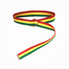 牙买加雷鬼潮嘻哈街舞滑板红黄绿，条纹帆布腰带双环扣男女通用加长