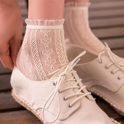 蕾丝公主花边女袜子夏季超薄镂空网眼森系韩版复古性感女大码短袜