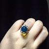 天然多米尼加蓝珀戒指女款琥珀，蜜蜡墨西哥3a18k金钻，花开富贵手饰