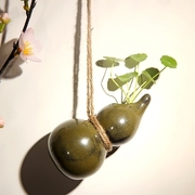 陶瓷悬挂花瓶水培植物小花插创意麻绳壁挂花器吊瓶墙饰家居饰品