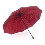 十骨加大加固格子色丁布，加厚防紫外线，遮阳伞三折加粗杆子晴雨伞
