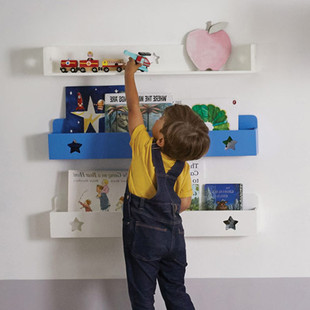 简易白色儿童书架挂墙收纳架，创意宝宝木质家用墙壁绘本架整理架柜