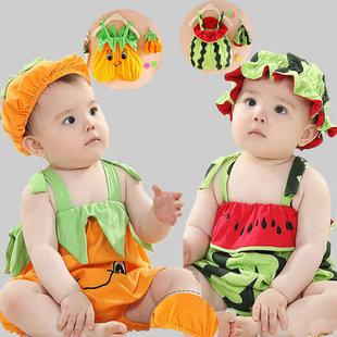 婴儿夏装0-6个月两件套造型，0一1周岁宝宝衣服女卡通，夏季薄款连体9