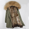冬季貉子毛皮草外套中长款派克服可拆卸大毛领毛皮大衣女加厚