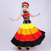 六一少儿彝族舞蹈服装大摆裙开场舞台，表演服火把节民族演出服饰