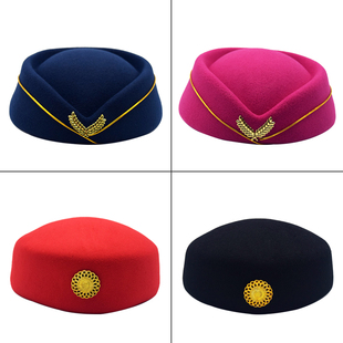 空姐帽子 礼仪帽子女乘务员帽子 乐队演出贝雷帽子大人儿童空姐帽