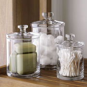 廊燕原创储物罐摆件欧式透明玻璃罐创意棉签棉棒收纳罐糖果罐装饰