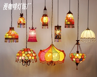 西域风情新疆餐厅彩色晶体珠子吊灯波西米亚东南亚风格灯饰灯具