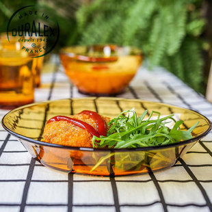 进口钢化玻璃盘子家用菜盘碟子早餐网红盘创意水果沙拉耐热意面盘