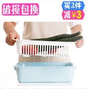 创意家用厨房双层沥水篮洗菜盆长方形筐子洗水果盘放碗筷架塑料框
