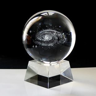 水晶球摆件3D内雕银河玫瑰花圣诞节生日礼物定制照片logo模型