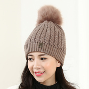 帽子女秋季毛球毛线帽韩国冬天户外加厚保暖球球帽休闲韩版针织帽