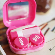 韩版隐形近视眼镜盒可爱简约伴侣双联可爱收纳盒便携影形眼睛盒子