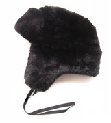 冬日帽子男女护耳帽通用款仿皮草温暖舒适型雷锋帽加厚黑色机车帽