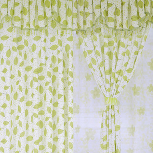 韩式绿色半遮光田园，风格窗帘布，定制客厅卧室阳台飘窗成品