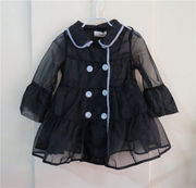 韩版宝儿童装欧根纱上衣女童娃娃款风衣春款外套S1932