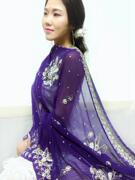 印度尼泊尔民族风订珠亮片重工刺绣超大披肩围巾纱丽已嫁欣赏