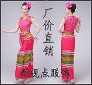 傣族女玫红色泼水节，舞蹈加大服装春节民族服装，葫芦丝舞台演出服装