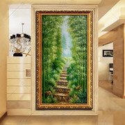 客厅装饰画挂画竹子油画，竹报平安风水画手绘竹林，节节高升风景